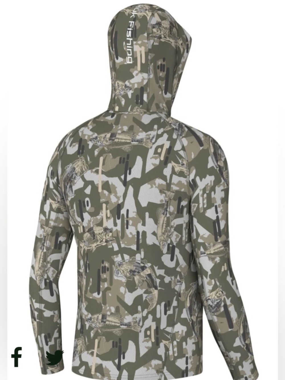 Huk KC Icon Apex Vert Long Sleeve Hoodie Moss Large - Picture 2 of 6